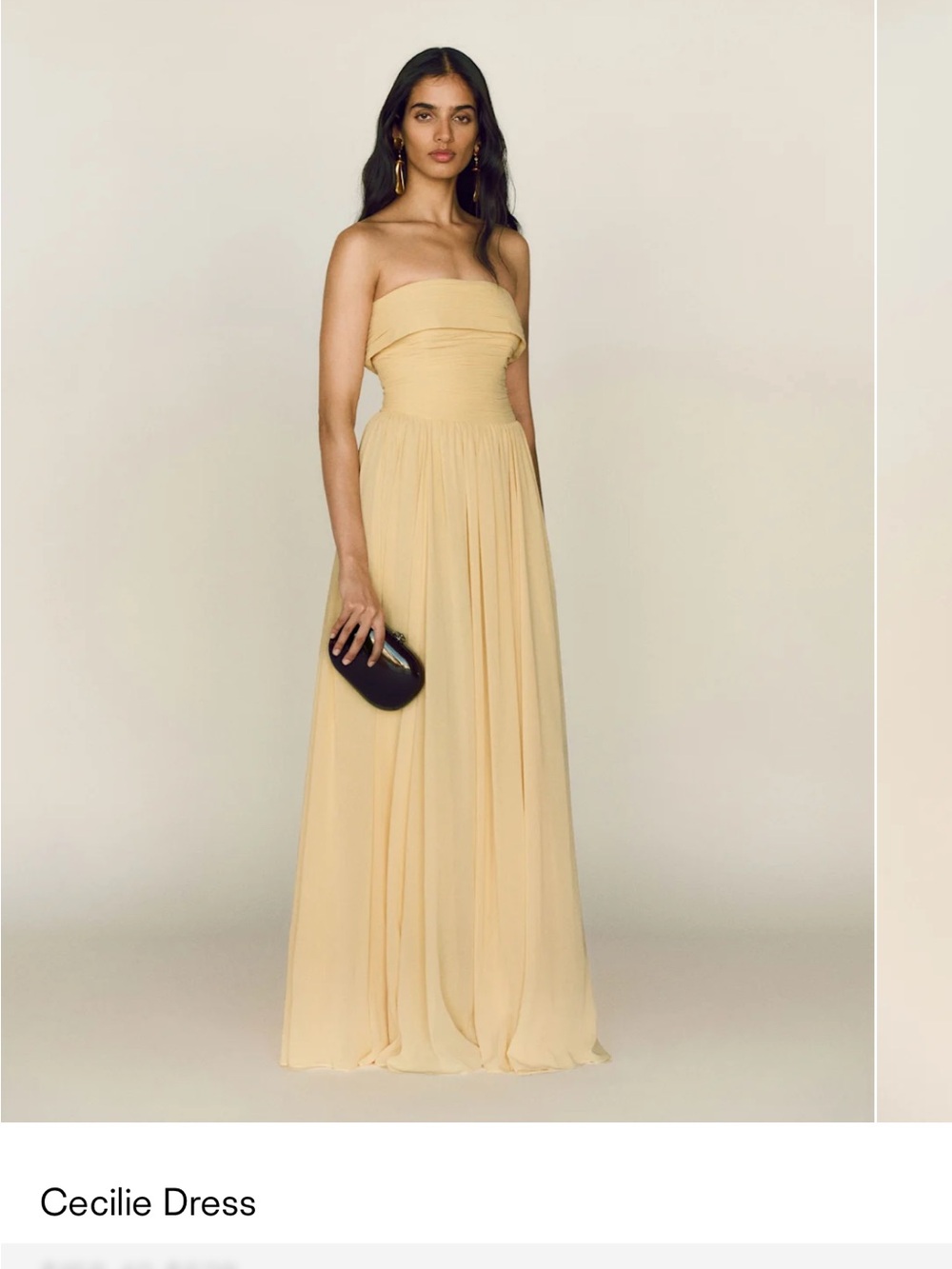 Reformation Strapless Cecilie Dress in Pale Yellow NWT
